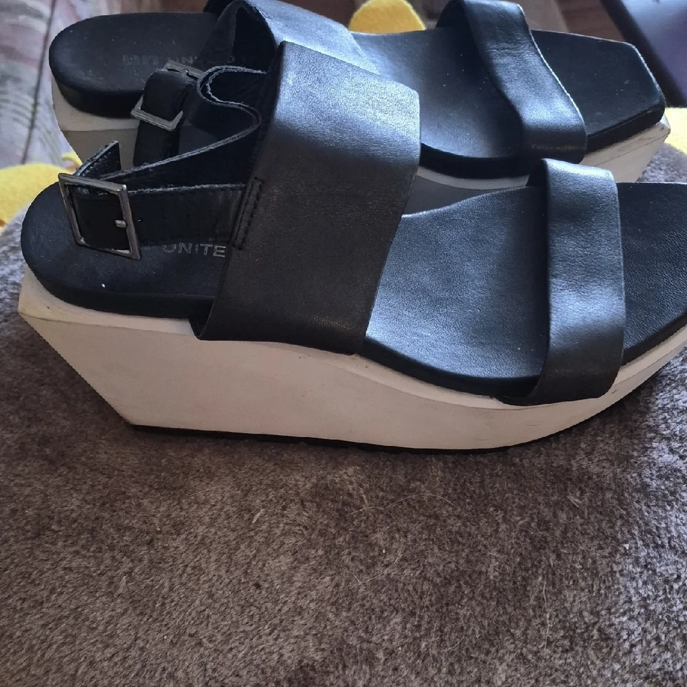 United Nude Black and White Wedge Sandals